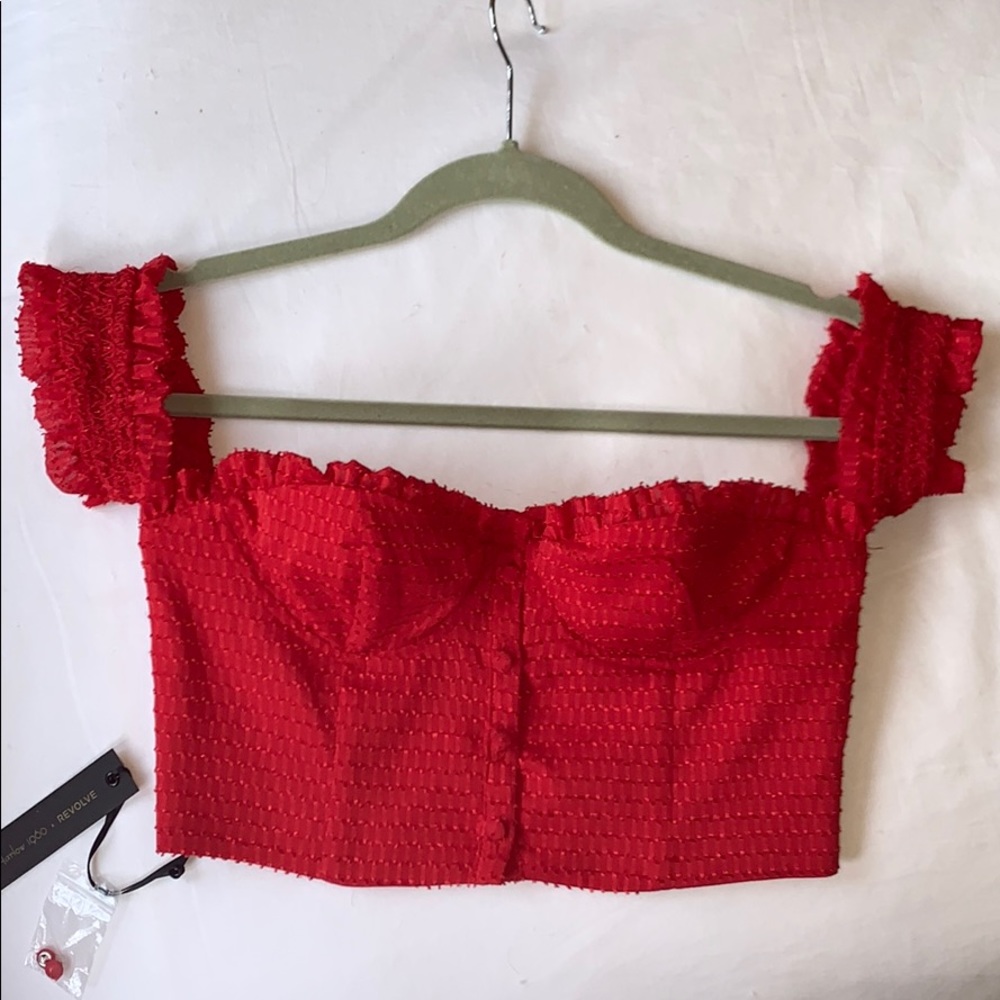 RED CROPPED BUSTIER TOP
